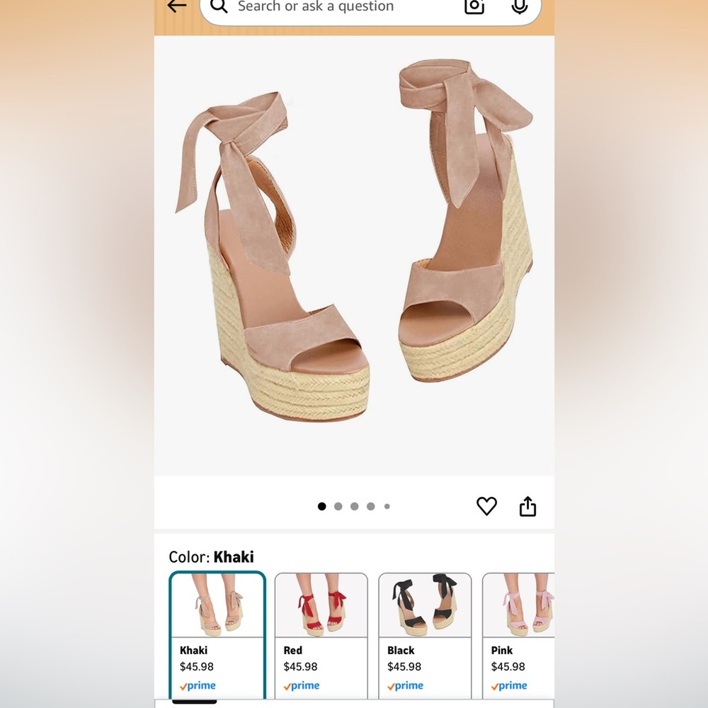 Khaki light pink Wedge Sandals with Ankle Tie Espadrilles Brand new/never worn